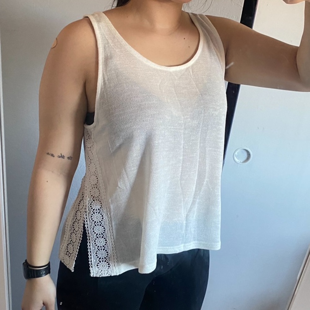 H&M Divided White Lace Slit Tank Top